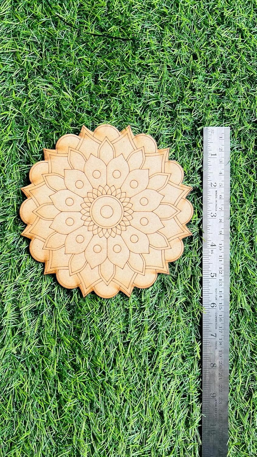 Pack of 2 Wooden MDF Floral Wall Art Base for Lippan Art – 10 Inch | Unique Decorative MDF Wall Decor | DIY Craft Cutout for Mirror Work, Painting & Home Decoration